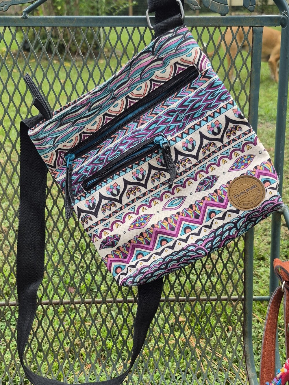 Dakine Multicolor Aztec Crossbody Bag - Pink/Teal Pattern